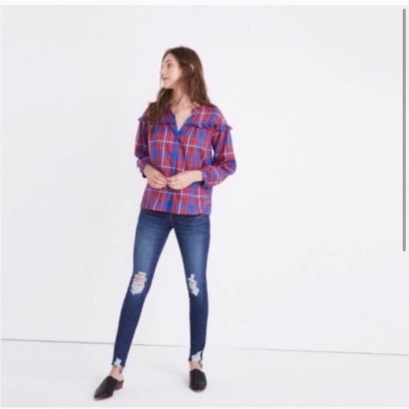 Madewell Plaid Button Down Top Size Medium - Picture 1 of 8